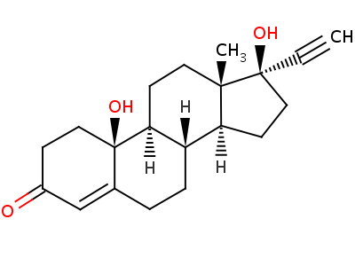 10-B羟基炔诺酮结构式,1236-00-6结构式