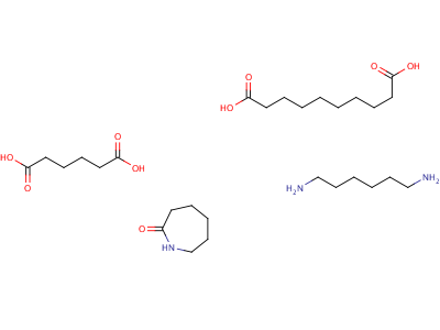 癸二酸与六氢-2H-氮杂卓-2-酮, 1,6-己烷二胺和己二酸的聚合物结构式,25191-90-6结构式
