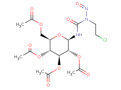 (9CI)-N-(2-氯乙基)-N-亚硝基-N-(2,3,4,6-四-O-乙酰基-beta-D-吡喃葡萄糖)-脲结构式,42936-80-1结构式