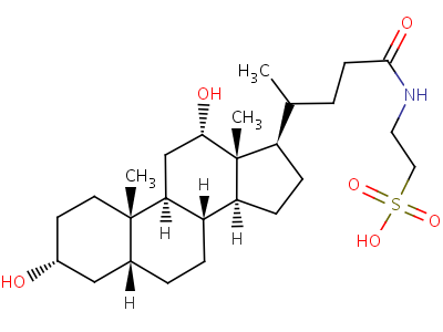 2-[4-[(3R,5R,8R,9S,10S,12S,13R,14S,17R)-3,12-二羟基-10,13-二甲基-2,3,4,5,6,7,8,9,11,12,14,15,16,17-十四氢-1H-环戊并[a]菲-17-基]戊酰氨基]乙烷磺酸结构式,516-50-7结构式
