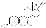 (3beta,14Xi)-17-乙炔基-7-甲基雌甾-5(10)-烯-3,17-二醇结构式_100239-45-0结构式