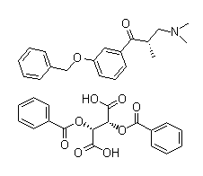 (S)-1-(3-(苄氧基)苯基)-3-(二甲基氨基)-2-甲基丙烷-1-酮.（l）-dbta结构式_1004315-81-4结构式