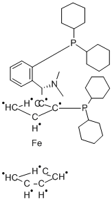 (R)-(-)-[(R)-2-二环己基膦二茂铁基](N,N-二甲氨基)(2-二环己基膦苯基)甲烷结构式_1016985-24-2结构式