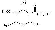 6-(10-羟基癸酰基)-2,3-二甲氧基-5-甲酚结构式_104966-97-4结构式