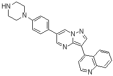4-(6-(4-(哌嗪-1-基)苯基)吡唑并[1,5-a]嘧啶-3-基)喹啉结构式_1062368-24-4结构式