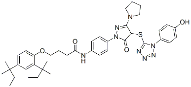 N-[4-[4,5-二氢-4-[1-(4-羟基苯基)-1H-四唑-5-基硫代]-5-氧代-3-吡咯烷-1H-吡唑-1-基]苯基]-4-(2,4-二叔戊基苯氧基)丁酰胺结构式_107047-28-9结构式