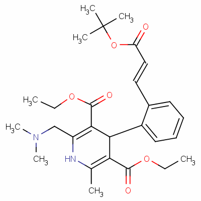 2-(二甲基氨基甲基)-6-甲基-4-[2-[(E)-3-[(2-甲基丙烷-2-基)氧基]-3-氧代丙-1-烯基]苯基]-1,4-二氢吡啶-3,5-二羧酸二乙基酯结构式_108687-08-7结构式