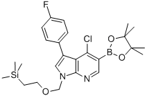 4-氯-3-(4-氟苯基)-1-[[2-(三甲基甲硅烷基)乙氧基]甲基]-1H-吡咯并[2,3-B]吡啶-5-硼酸频那醇酯结构式_1092580-76-1结构式