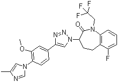 6-氟-1,3,4,5-四氢-3-[4-[3-甲氧基-4-(4-甲基-1H-咪唑-1-基)苯基]-1H-1,2,3-三唑-1-基]-1-(2,2,2-三氟乙基)-2H-1-苯并-2-酮结构式_1093978-89-2结构式