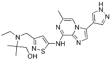 1-丙醇, 2-[乙基[[5-[[6-甲基-3-(1H-吡唑-4-基)咪唑并[1,2-a]吡嗪-8-基]氨基]-3-异噻唑]甲基]氨基]-2-甲基-结构式_1094069-99-4结构式