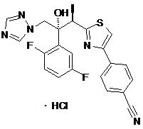 4-[2-[(1R,2R)-2-(2,5-二氟苯基)-2-羟基-1-甲基-3-(1H-1,2,4-三唑-1-基)丙基]-4-噻唑基]苄腈盐酸盐结构式_1121545-23-0结构式