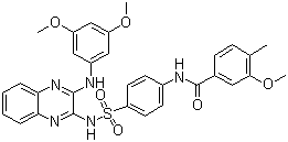 N-[2-[(3,5-二甲氧基苯基)氨基]喹喔啉-3-基]-4-[(4-甲基-3-甲氧基苯基)羰基]氨基苯磺酰胺结构式_1123889-87-1结构式