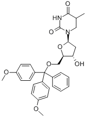 5-O-(二甲氧基三苯甲游基)-5,6-二氢胸腺嘧啶脱氧核苷结构式_113974-50-8结构式
