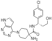 (S)-4-氨基-N-(1-(4-氯苯基)-3-羟基丙基)-1-(7H-吡咯并[2,3-d]嘧啶-4-基)哌啶-4-羧酰胺结构式_1143532-39-1结构式