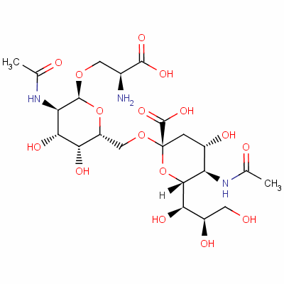 (2R,4S,5R,6R)-5-乙酰氨基-2-[[(2R,3R,4R,5R,6S)-5-乙酰氨基-6-[(2S)-2-氨基-3-羟基-3-氧代丙氧基]-3,4-二羟基四氢吡喃-2-基]甲氧基]-4-羟基-6-[(1R,2R)-1,2,3-三羟基丙基]四氢吡喃-2-羧酸结构式_114661-01-7结构式