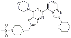 4-(6-((4-(甲基磺酰基)哌嗪-1-基)甲基)-2-(2-(四氢-2H-吡喃-2-基)-2H-吲唑-4-基)噻吩并[3,2-d]嘧啶-4-基)吗啉结构式_1146955-37-4结构式