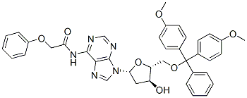 9-{3-O-[二(4-甲氧基苯基)(苯基)甲基]-2-脱氧-5-O-(苯氧基乙酰基)呋喃戊糖基}-9H-嘌呤-6-胺结构式_115388-94-8结构式