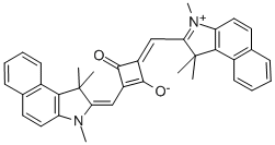 (4Z)-3-氧代-4-[(1,1,3-三甲基苯并[E]吲哚-3-鎓-2-基)亚甲基]-2-[(E)-(1,1,3-三甲基苯并[E]吲哚-2-亚基)甲基]环丁烯-1-醇结构式_116477-16-8结构式