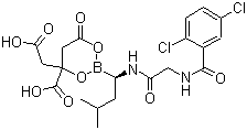 4-羧基-2-[(1R)-1-[[2-[(2,5-二氯苯甲酰基)氨基]乙酰基]氨基]-3-甲基丁基]-6-氧代-1,3,2-二氧硼杂环己-4-乙酸结构式_1201902-80-8结构式