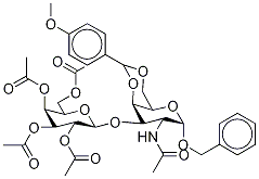 2-乙酰氨基-2-脱氧-4,6-O-(4-甲氧基亚苄基)-3-O-(2,3,4,6-四-O-乙酰基-β-D-半乳糖基)-α-D-半乳糖吡喃糖苷苄酯结构式_121785-18-0结构式