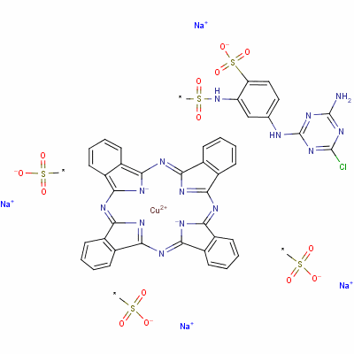 铜盐,[[[[5-[(4-氨基-6-氯-1,3,5-三嗪-2-基)氨基]-2-磺苯基]氨基]磺酰]-29H,31H-酞菁三磺化-N29,N30,N31,N32]-四钠结构式_12225-39-7结构式