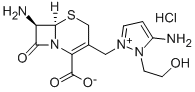 (6R,7r)-7-氨基-3-[[2,3-二氢-2-(2-羟基乙基)-3-亚氨基-1H-吡唑-1-基]甲基]-8-氧代-5-硫杂-1-氮杂双环[4.2.0]-2-辛烯-2-羧酸盐酸盐结构式_122841-17-2结构式