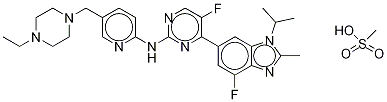 N-[5-[(4-乙基-1-哌嗪)甲基]-2-吡啶]-5-氟-4-[4-氟-2-甲基-1-(1-甲基乙基)-1H-苯并咪唑-6-基]-2-嘧啶胺甲烷磺酸盐结构式_1231930-82-7结构式