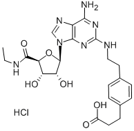 2-(4-(2-((6-氨基-9-((3R,4S,5S)-5-(乙基氨基甲酰)-3,4-二羟基四氢呋喃-2-基)-9H-嘌呤-2-基)氨基)乙基)苯基)乙酸盐酸盐结构式_124182-57-6结构式
