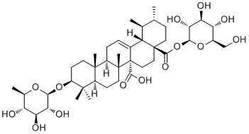3-邻(6-脱氧-beta-D-吡喃葡萄糖苷) 28-O-beta-D-吡喃葡萄糖鸡纳酸酯结构式_124727-10-2结构式