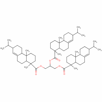 1,3-Bis[(1,4alpha-dimethyl-7-propan-2-yl2,3,4,4b,5,6,7,9,10,10a-decahydrophenanthrene-1-carbonyl)oxy]propan-2-yl 1,4a-dimethyl-7-propan-2-yl-2,3,4,4b,5,6,7,9,10,10a-decahydrophenanthrene-1-carboxylate Structure,125-93-9Structure
