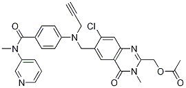 (7-氯-3-甲基-4-氧代-6-((2-丙炔基(4-(吡啶-3-甲基氨基甲酰)苯基)氨基)甲基)-3,4-二氢喹唑啉-2-基)甲基 乙酸酯结构式_1258400-23-5结构式