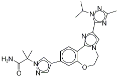 4-[5,6-二氢-2-[3-甲基-1-(1-甲基乙基)-1H-1,2,4-噻唑-5-基]咪唑并[1,2-d][1,4]苯并氮杂卓-9-基]-α,α-二甲基-1H-吡唑-1-乙酰胺结构式_1282512-48-4结构式