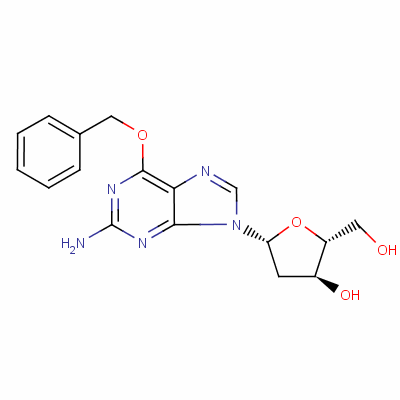 (2R,3S,5R)-5-[2-氨基-6-(苯基甲氧基)嘌呤-9-基]-2-(羟基甲基)四氢呋喃-3-醇结构式_129732-90-7结构式
