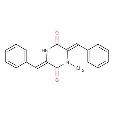 (3Z,6Z)-1-甲基-3,6-二(苯基亚甲基)哌嗪-2,5-二酮结构式_130603-59-7结构式