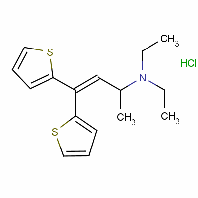 Di(ethyl)[1-methyl-3,3-di(thien-2-yl)allyl]ammonium chloride Structure,132-19-4Structure