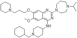 N-[1-(环己基甲基)-4-哌啶基]-2-[六氢-4-(1-甲基乙基)-1H-1,4-二氮杂革-1-基]-6-甲氧基-7-[3-(1-哌啶基)丙氧基]-4-喹唑啉胺结构式_1320288-19-4结构式