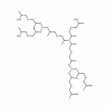 2-(2-羟基丙氧基)-1-甲基乙基二[13-羟基-7-[2-(2-羟基丙氧基)-1-甲基乙氧基]-1,5,9-三甲基-3,6,8,11-四氧杂-7-磷酸十四烷-1-基]亚磷酸酯结构式_13474-96-9结构式