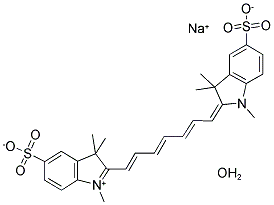 3H-indolium, 2-[7-(1,3-dihydro-1,3,3-trimethyl-5-sulfo-2h-indol-2-ylidene)-1,3,5-heptatrienyl]-1,3,3-trimethyl-5-sulfo-, inner salt, sodium salt, monohydrate Structure,135408-43-4Structure