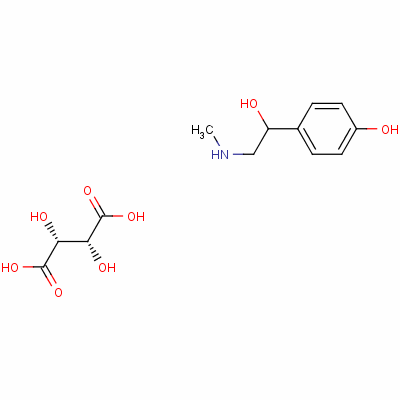 DL-对羟基-N-α-(甲基氨基甲基)苯甲醇D-酒石酸结构式_136-38-9结构式