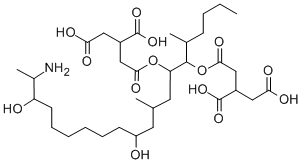 2-[2-[(5R,6R,7S,9S,11R,18R,19S)-19-氨基-6-(3-羧基-5-羟基-5-氧代戊酰)氧基-11,18-二羟基-5,9-二甲基二十碳n-7-基]氧基-2-氧代乙基]丁二酸结构式_136379-59-4结构式