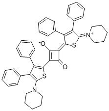 (4E)-4-[3,4-二苯基-5-(1-哌啶鎓亚基)-2(5H)-噻吩基亚基]-2-[3,4-二苯基-5-(1-哌啶基)-2-噻吩基]-3-氧代-1-环丁烯-1-醇结构式_137020-24-7结构式