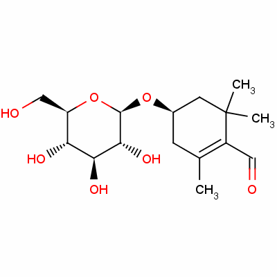 (4S)-2,6,6-trimethyl-4-[(2r,3r,4s,5s,6r)-3,4,5-trihydroxy-6-(hydroxymethyl)oxan-2-yl]oxy-cyclohexene-1-carbaldehyde Structure,138-55-6Structure