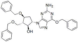 (1S,2S,3S,5S)-5-(2-氨基-6-苄氧基-9H-嘌呤-9-基)-3-苄氧基-2-苄氧基甲基环戊醇结构式_142217-77-4结构式