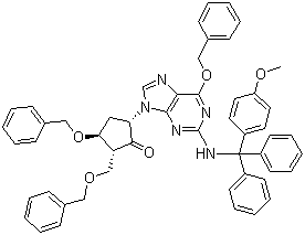 (2R,3S,5S)-5-[2-[[(4-甲氧基苯基)二苯基甲基]氨基]-6-(苯基甲氧基)-9H-嘌呤-9-基]-3-(苯基甲氧基)-2-[(苯基甲氧基)甲基]环戊酮结构式_142217-79-6结构式