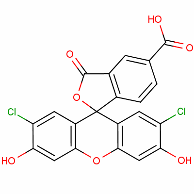 2,7-二氯-3,6-二羟基-3-氧代-3H-螺[异苯并呋喃-1,9-氧杂蒽]-5-羧酸结构式_142975-81-3结构式