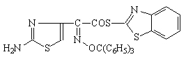 (Z)-2-(2-氨基噻唑-4-基)-2-三苯甲氧亚氨基硫代乙酸(S-2-苯并噻唑)酯结构式_143183-03-3结构式