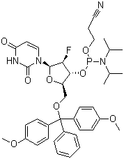 5-O-(4,4-二甲氧基三苯甲基)-2-脱氧-2-氟尿苷-3-(2-氰基乙基-N,N-二异丙基)亚磷酰胺结构式_146954-75-8结构式