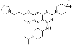 2-(4,4-二氟-1-哌啶基)-6-甲氧基-N-[1-异丙基-4-哌啶基]-7-[3-(1-吡咯烷基)丙氧基]-4-喹唑啉胺结构式_1481677-78-4结构式