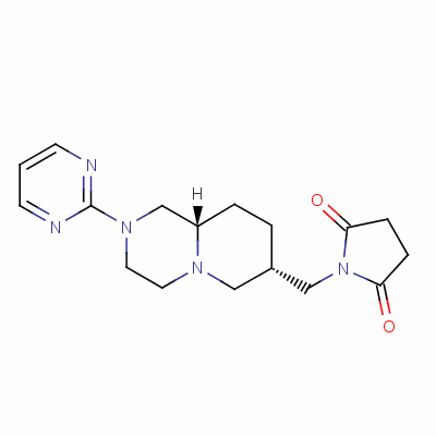 1-[[(7S,9aS)-2-嘧啶-2-基-1,3,4,6,7,8,9,9a-八氢吡啶并[1,6-a]吡嗪-7-基]甲基]吡咯烷-2,5-二酮盐酸盐结构式_148408-65-5结构式