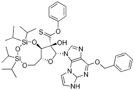 O6-苄基-N2,3-乙烯桥-2’-苯氧基硫代甲酰-3’,5’-O-[四(异丙基)-1,3-二硅氧烷二基]鸟苷结构式_148437-93-8结构式